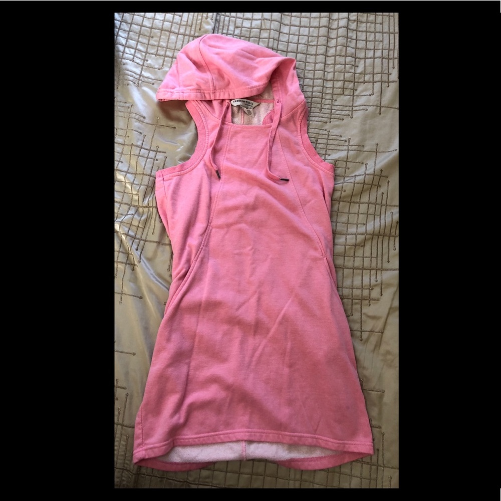 Pink hooded sweatshirt dress